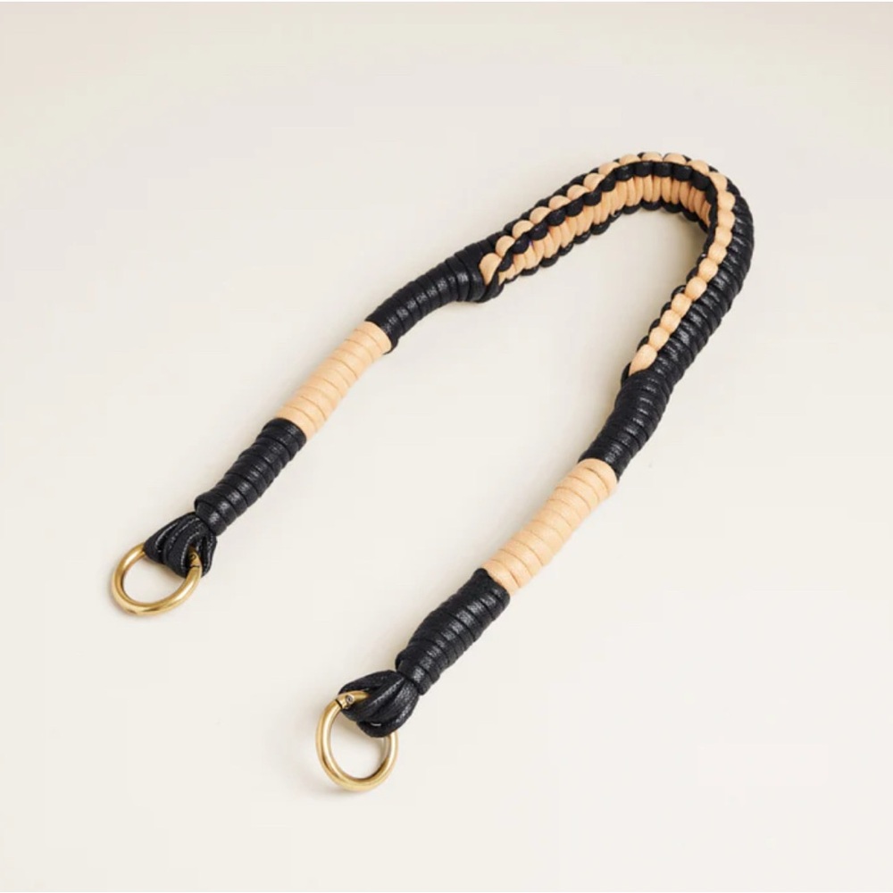 Parker Thatch Braided Shoulder Strap-Black and Natural
